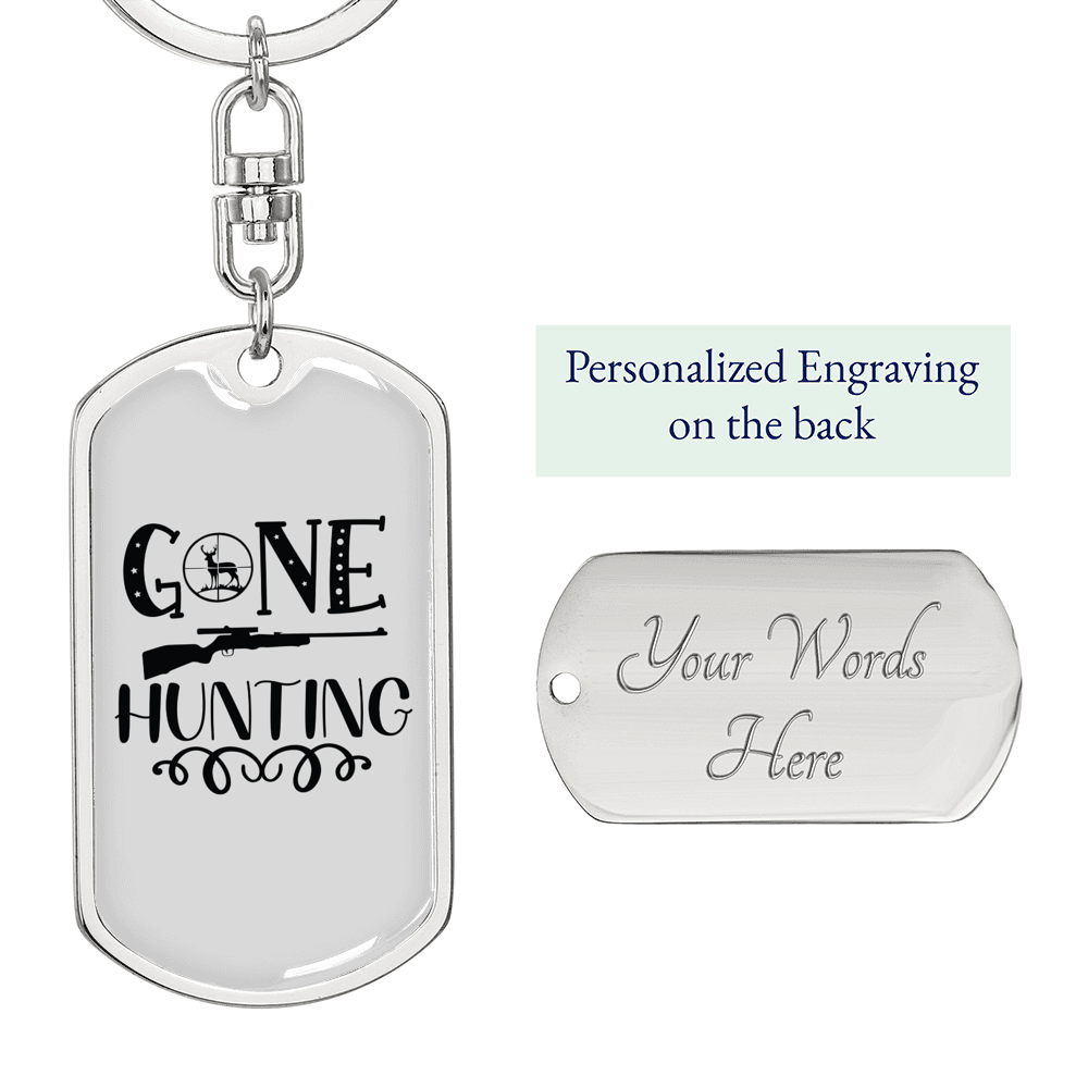 Gone Hunter'S Keychain Gift Stainless Steel or 18k Gold Dog Tag Keyring-Express Your Love Gifts