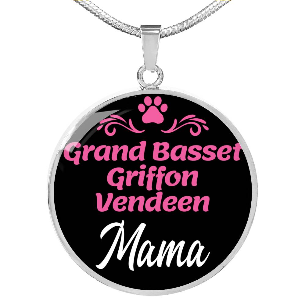 Grand Basset Griffon Vendeen Mama Necklace Circle Pendant Stainless Steel or 18k Gold 18-22" Dog Mom Pendant-Express Your Love Gifts