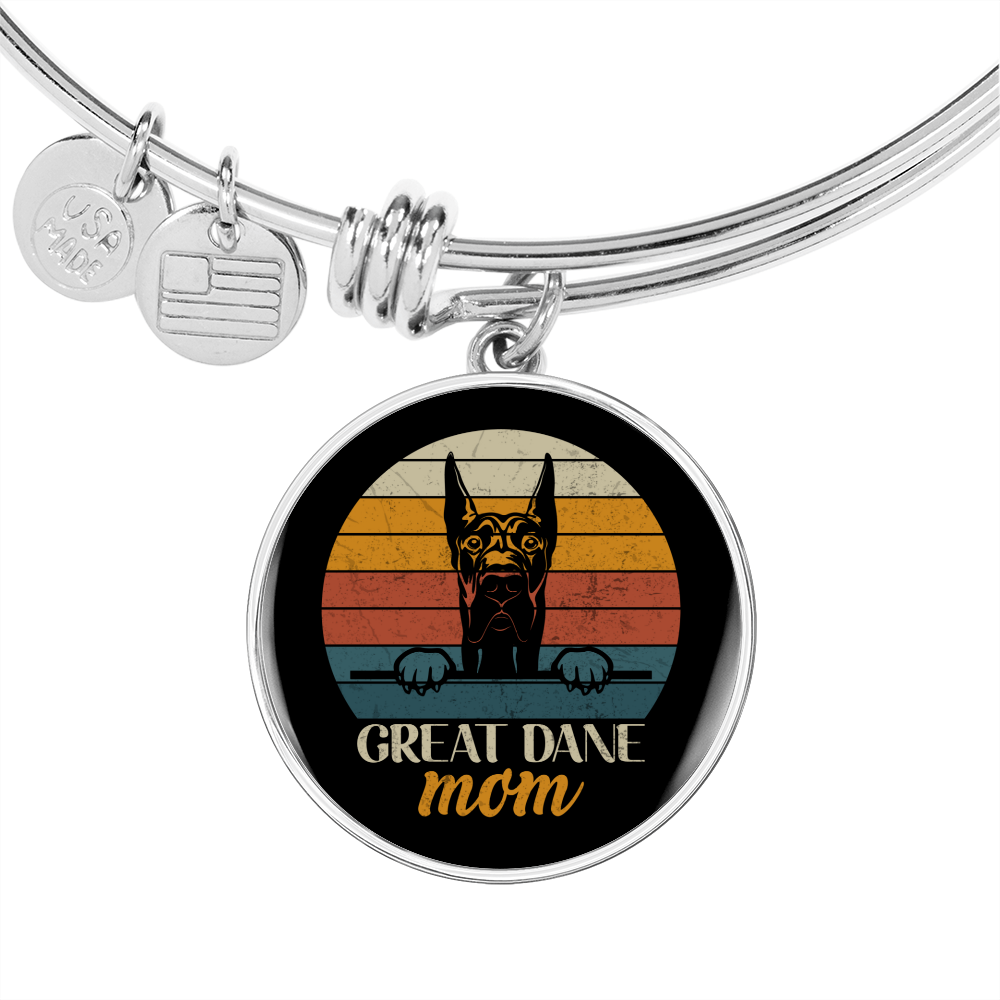 Great Dane Mom Bracelet Stainless Steel or 18k Gold Circle Bangle-Express Your Love Gifts