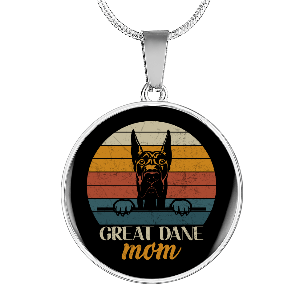 Great Dane Mom Circle Necklace Stainless Steel or 18k Gold 18-22"-Express Your Love Gifts