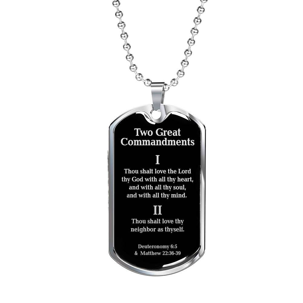 Greatest Commandment Matthew 22 Necklace Stainless Steel or 18k Gold Dog Tag 24"-Express Your Love Gifts