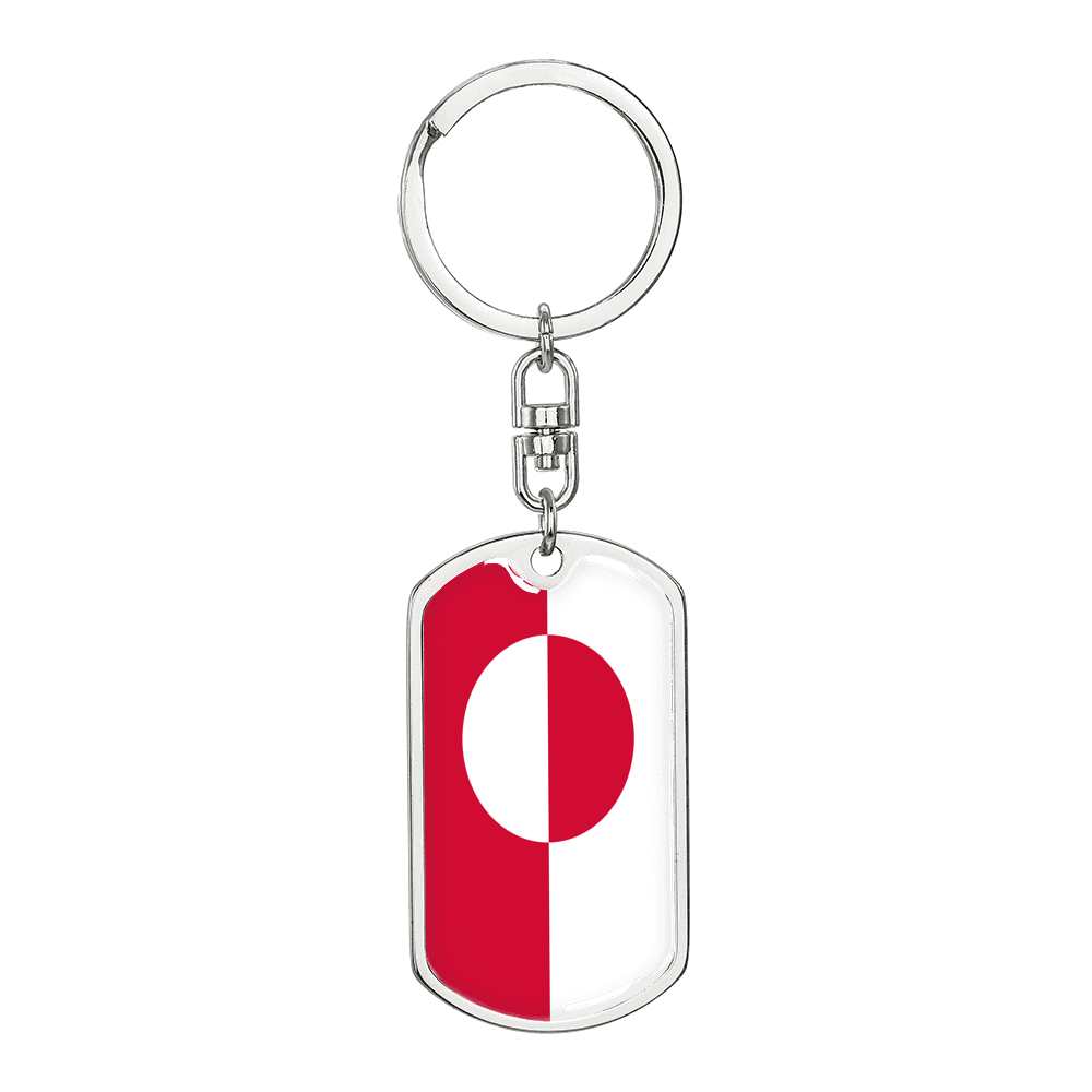 Greenland Flag Swivel Keychain Dog Tag Stainless Steel or 18k Gold-Express Your Love Gifts