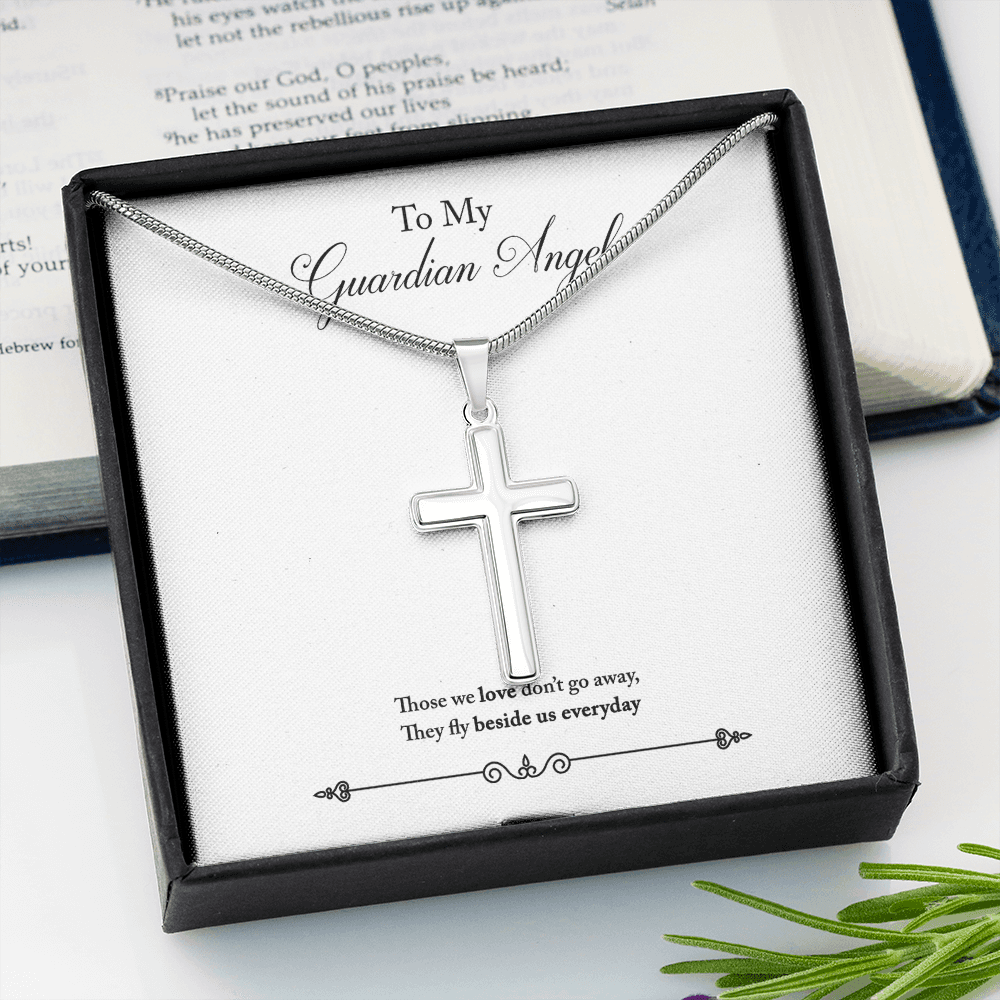 Guardian Angel Dad Memorial Gift Dad Memorial Cross Necklace Sympathy Gift Loss of Father Condolence Message Card-Express Your Love Gifts