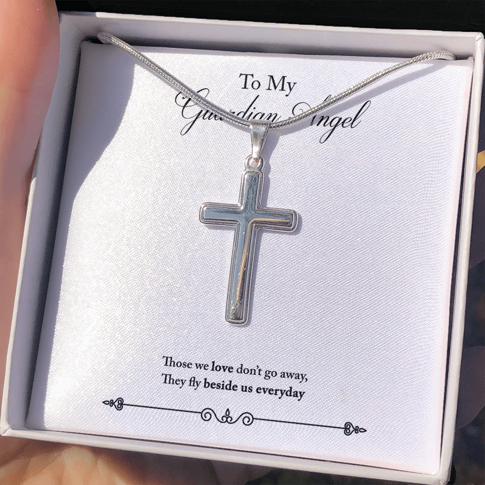 Guardian Angel Dad Memorial Gift Dad Memorial Cross Necklace Sympathy Gift Loss of Father Condolence Message Card-Express Your Love Gifts