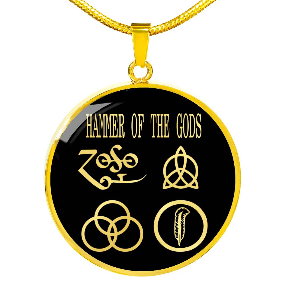 Hammer Of The Gods Necklace Stainless Steel or 18k Gold 18-22" Circle Pendant-Express Your Love Gifts