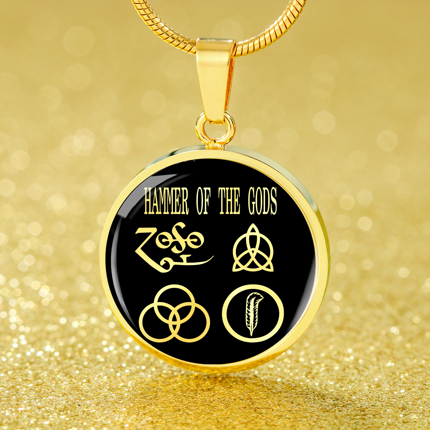 Hammer Of The Gods Necklace Stainless Steel or 18k Gold 18-22" Circle Pendant-Express Your Love Gifts