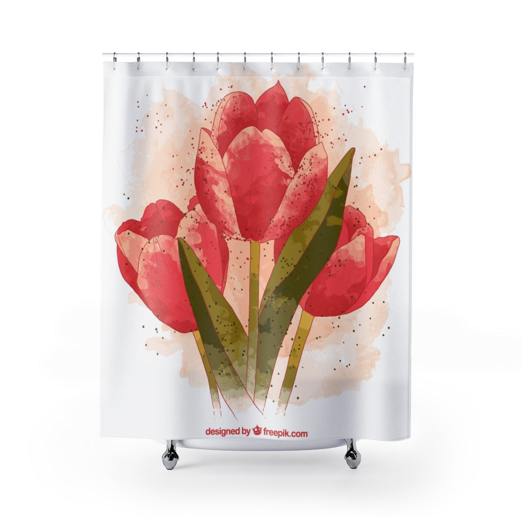 Hand Painted Tulips Stylish Design 71" x 74" Elegant Waterproof Shower Curtain for a Spa-like Bathroom Paradise Exceptional Craftsmanship-Express Your Love Gifts