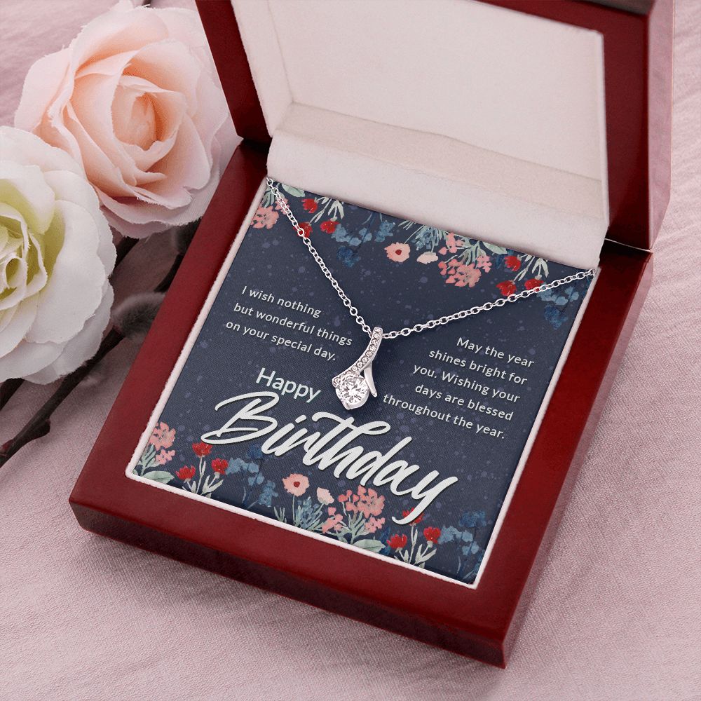 Happy Birthday Message Card Alluring Ribbon Necklace 