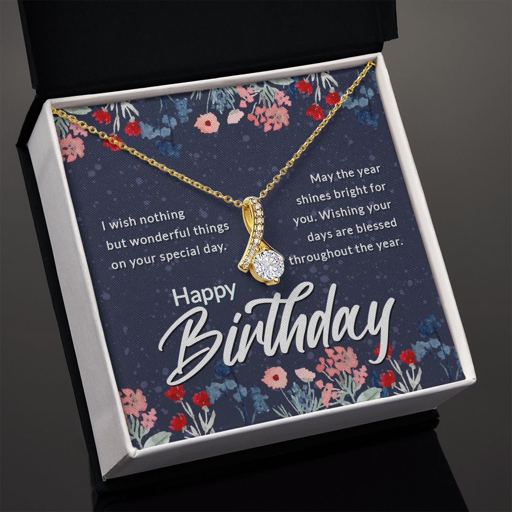 Happy Birthday Message Card Alluring Ribbon Necklace