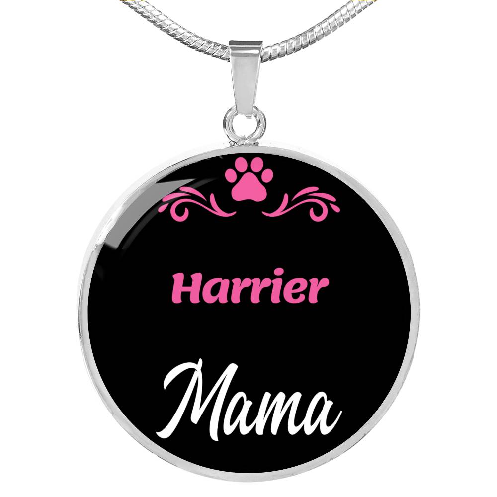 Harrier Mama Necklace Circle Pendant Stainless Steel or 18k Gold 18-22" Dog Mom Pendant-Express Your Love Gifts