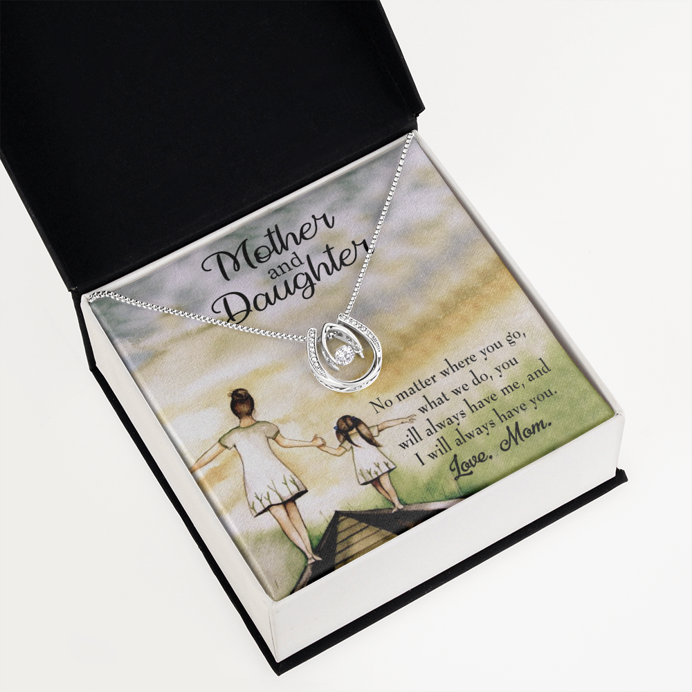 Have Each Other - Mom to Daughter Lucky Horseshoe Necklace Message Card 14k w CZ Crystals-Express Your Love Gifts