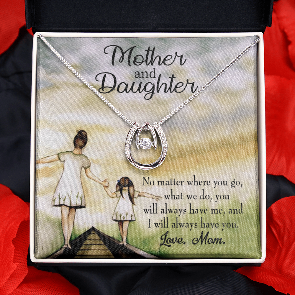 Have Each Other - Mom to Daughter Lucky Horseshoe Necklace Message Card 14k w CZ Crystals-Express Your Love Gifts