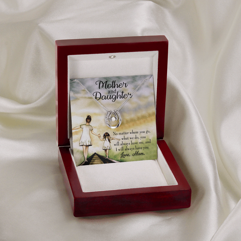 Have Each Other - Mom to Daughter Lucky Horseshoe Necklace Message Card 14k w CZ Crystals-Express Your Love Gifts