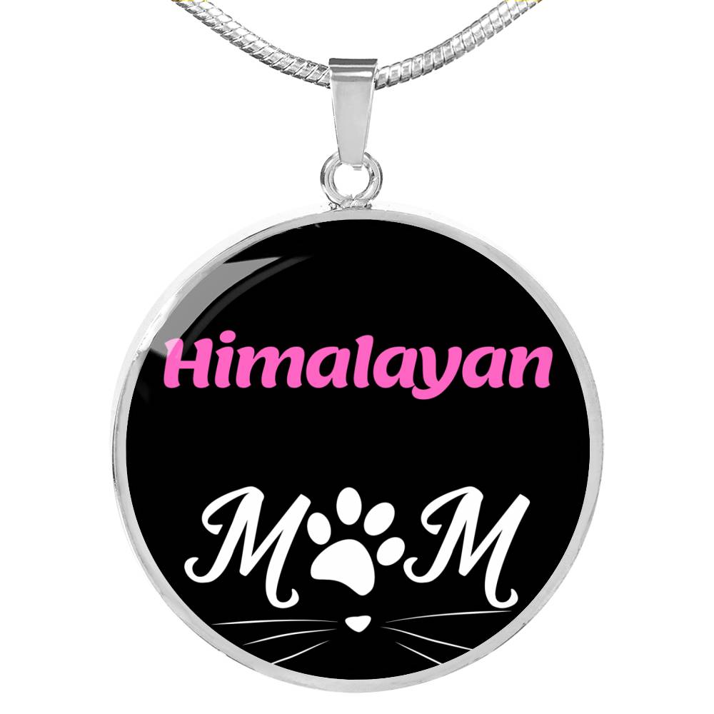 Himalayan Cat Mom Necklace Circle Pendant Stainless Steel or 18k Gold 18-22"-Express Your Love Gifts