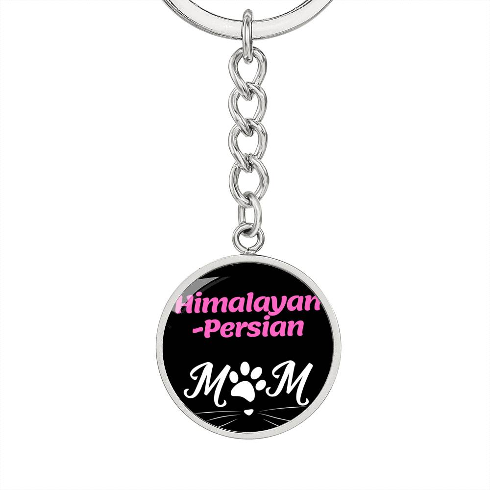 Himalayanpersian Cat Mom Keychain Stainless Steel or 18k Gold Circle Pendant-Express Your Love Gifts