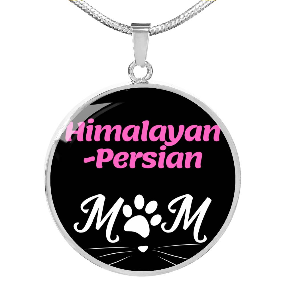 Himalayanpersian Cat Mom Necklace Circle Pendant Stainless Steel or 18k Gold 18-22"-Express Your Love Gifts