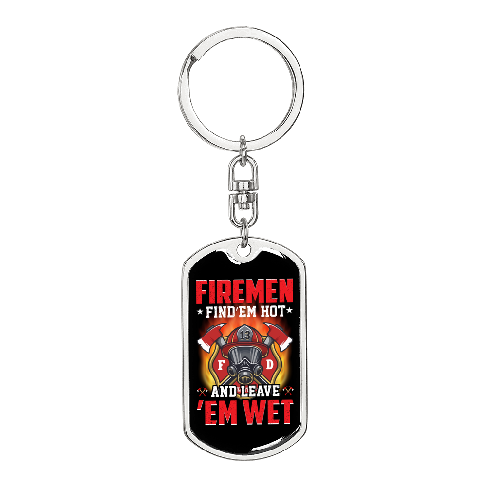 Hot Firemen Firefighter Keychain Stainless Steel or 18k Gold Dog Tag Keyring-Express Your Love Gifts