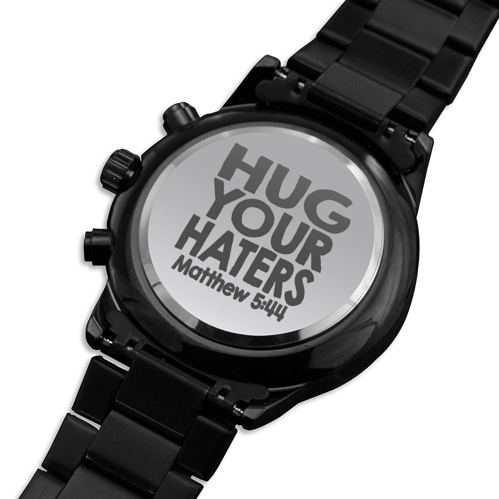 Hug Your Haters Engraved Bible Verse Men's Watch Multifunction Stainless Steel W Copper Dial-Express Your Love Gifts