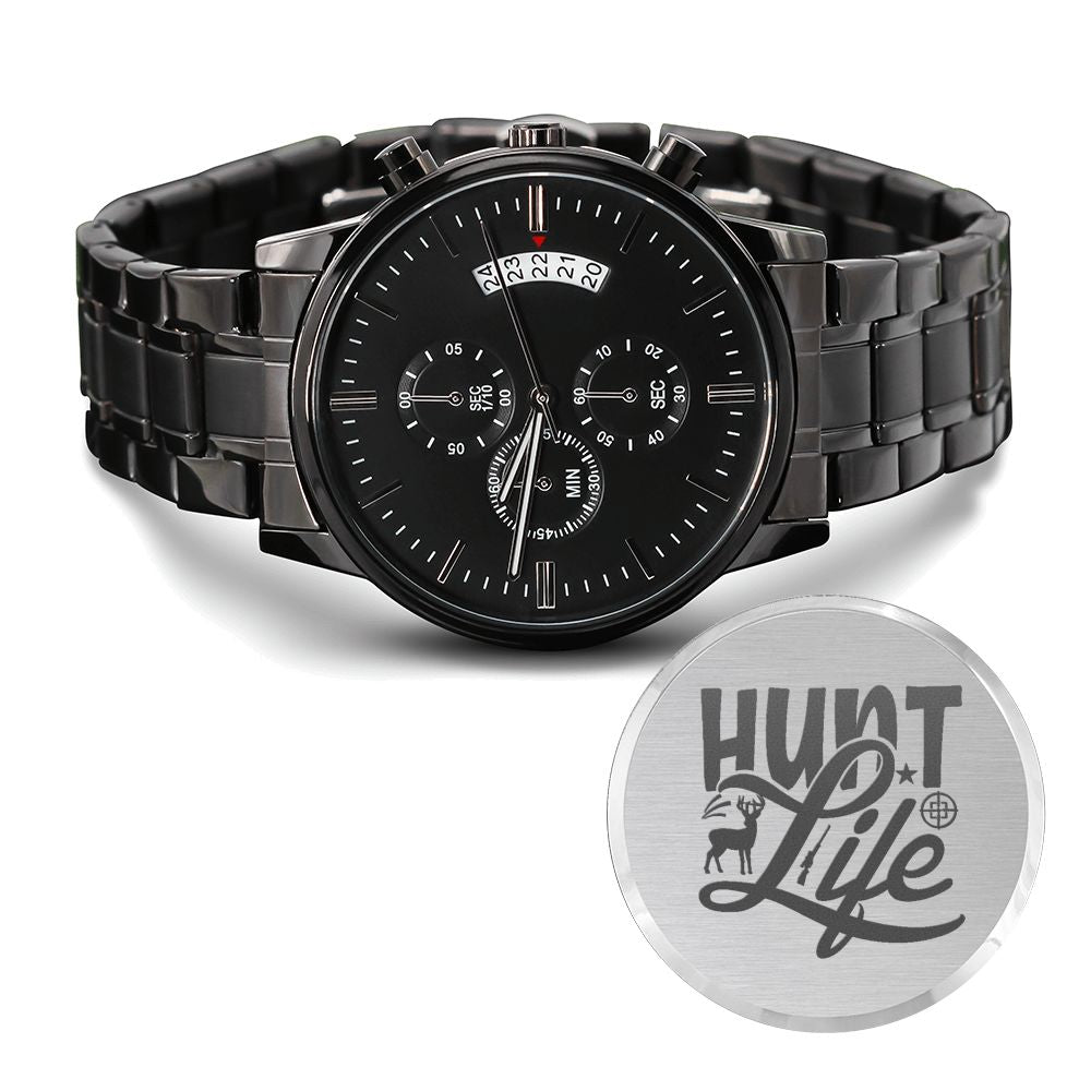 Hunt Life Engraved For Hunting Hunters Multifunction Men&#39;s Watch Stainless Steel W Copper Dial-Express Your Love Gifts