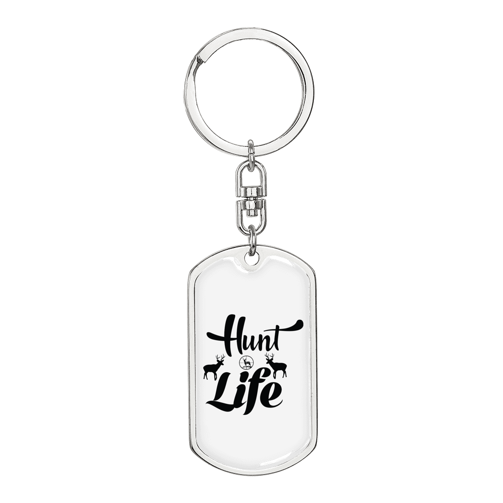 Hunt Life Keychain Stainless Steel or 18k Gold Dog Tag Keyring-Express Your Love Gifts