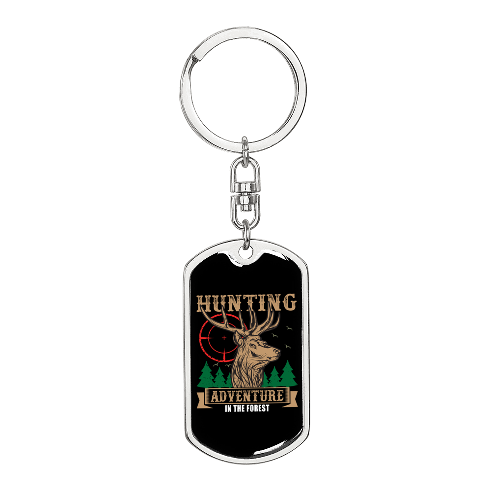 Hunting Adventure Keychain Stainless Steel or 18k Gold Dog Tag Keyring-Express Your Love Gifts