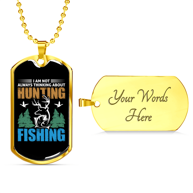 Hunting And Fishing Necklace Stainless Steel or 18k Gold Dog Tag 24 -  Express Your Love Gifts