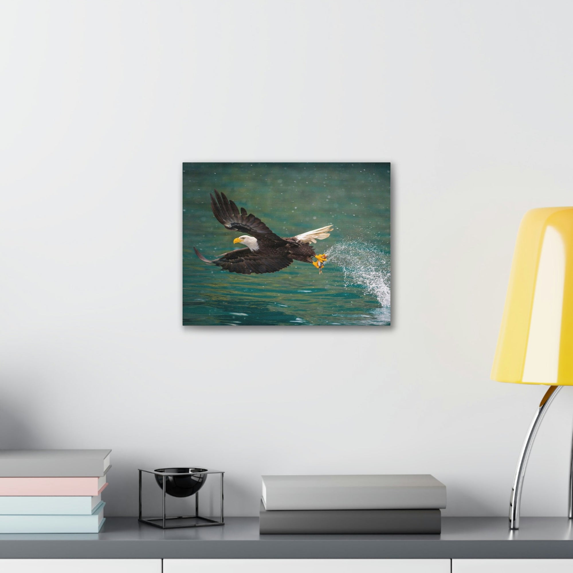 Scripture Walls Hunting Bald Eagle Swooping to Catch Fish Print Animal Wall Art Wildlife Canvas Prints Wall Art Ready to Hang Unframed-Express Your Love Gifts