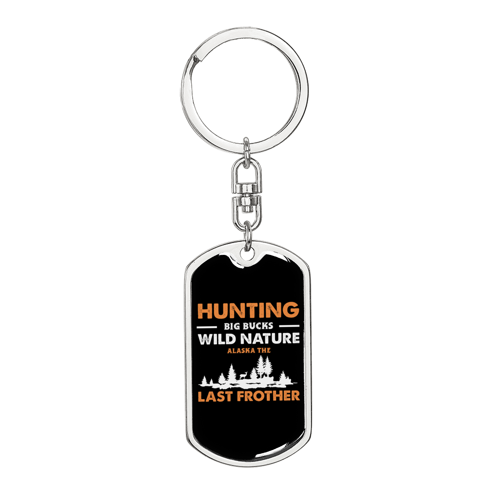 Hunting Big Bucks Keychain Stainless Steel or 18k Gold Dog Tag Keyring-Express Your Love Gifts