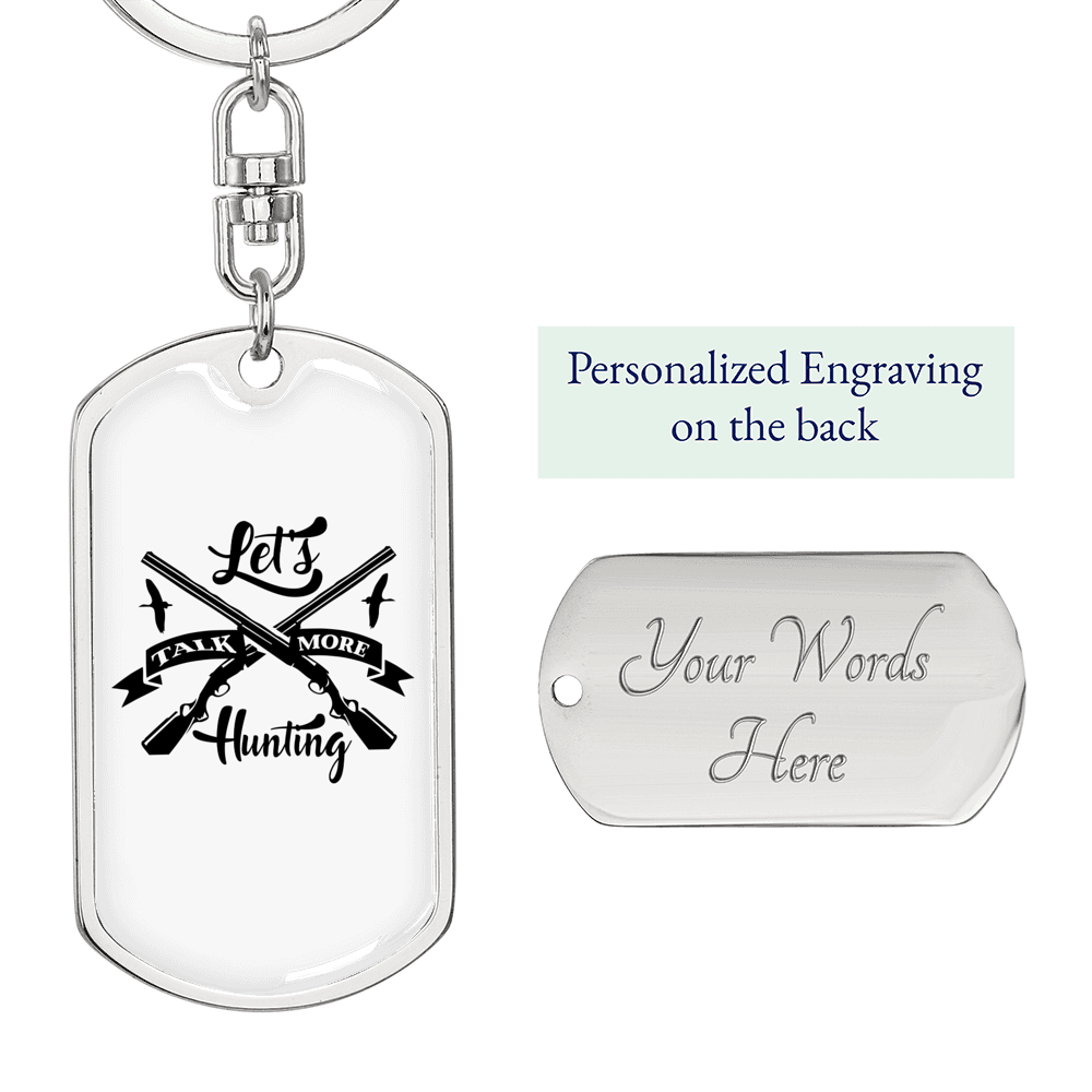 Hunting Black Keychain Stainless Steel or 18k Gold Dog Tag Keyring-Express Your Love Gifts