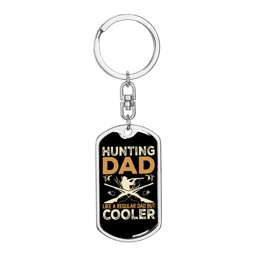 Hunting Dad Cooler Keychain Stainless Steel or 18k Gold Dog Tag Keyring-Express Your Love Gifts