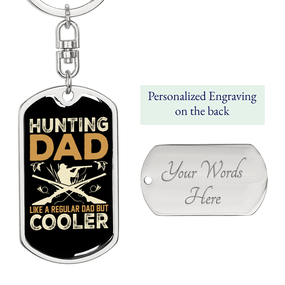 Hunting Dad Cooler Keychain Stainless Steel or 18k Gold Dog Tag Keyring-Express Your Love Gifts