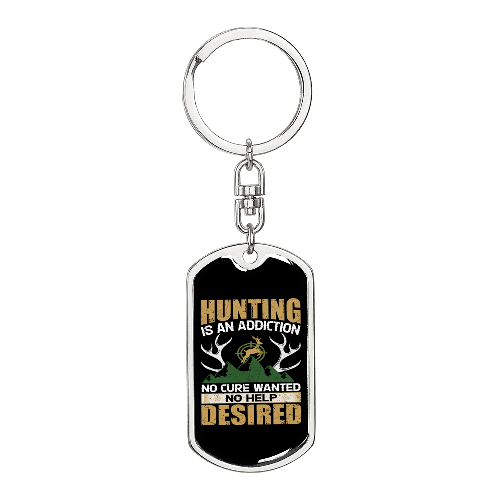 Hunting Desired Keychain Stainless Steel or 18k Gold Dog Tag Keyring-Express Your Love Gifts