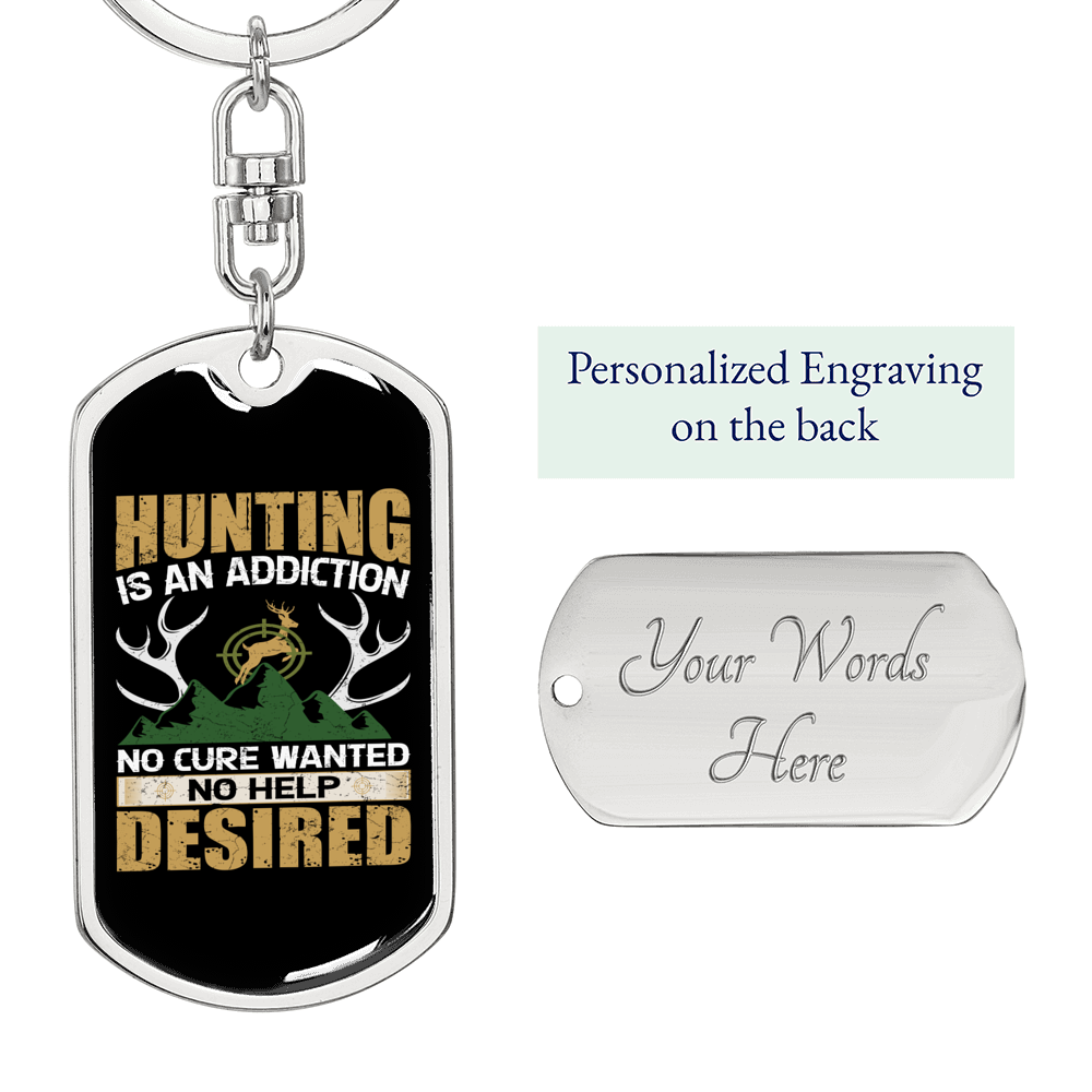 Hunting Desired Keychain Stainless Steel or 18k Gold Dog Tag Keyring-Express Your Love Gifts