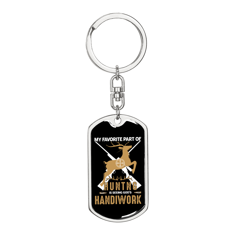 Hunting Handiwork Keychain Stainless Steel or 18k Gold Dog Tag Keyring-Express Your Love Gifts