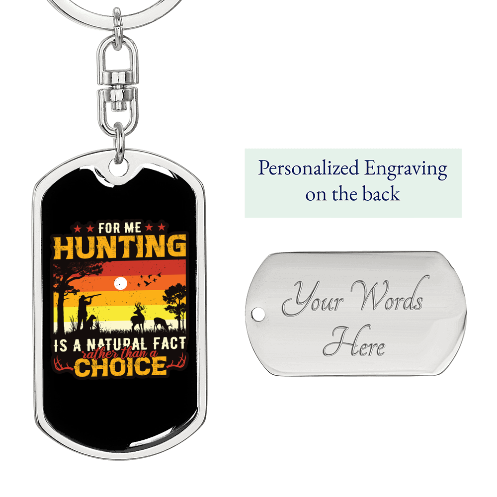 Hunting Natural Fact Keychain Stainless Steel or 18k Gold Dog Tag Keyring-Express Your Love Gifts
