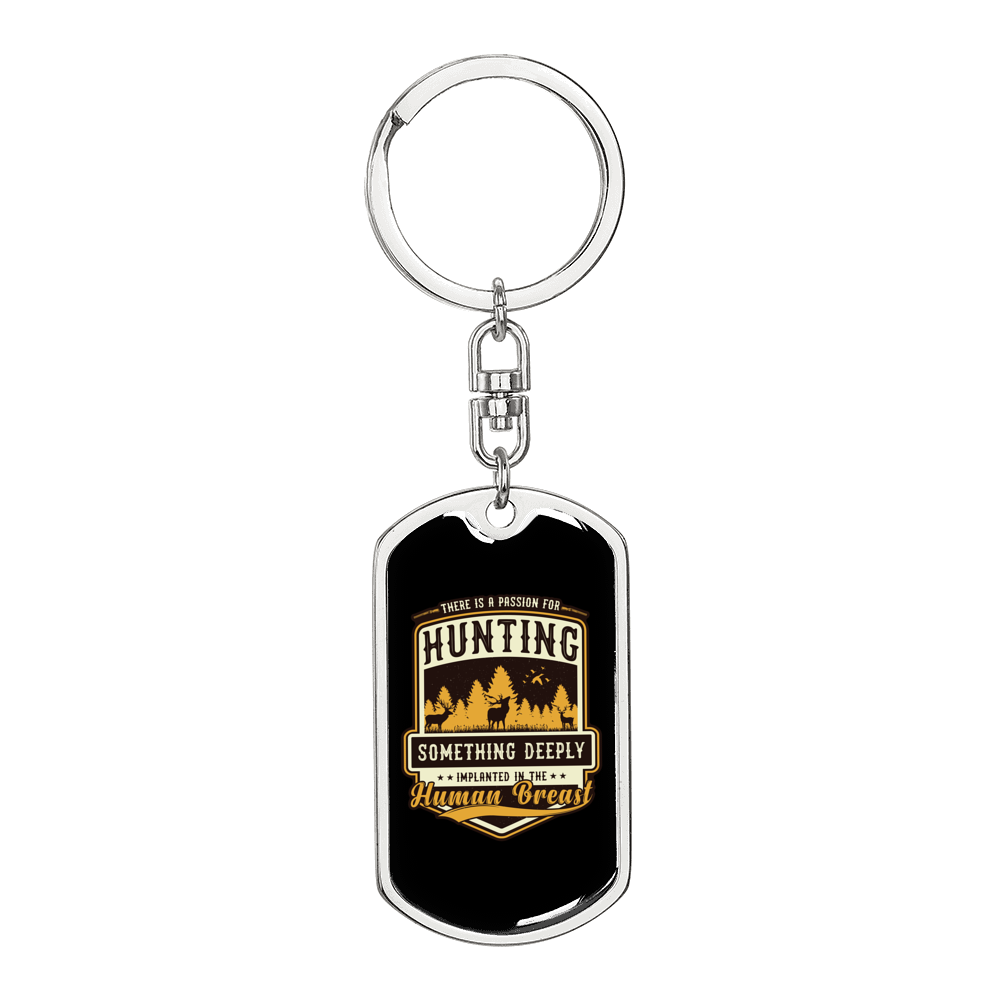 Hunting Something Deeply Keychain Stainless Steel or 18k Gold Dog Tag Keyring-Express Your Love Gifts
