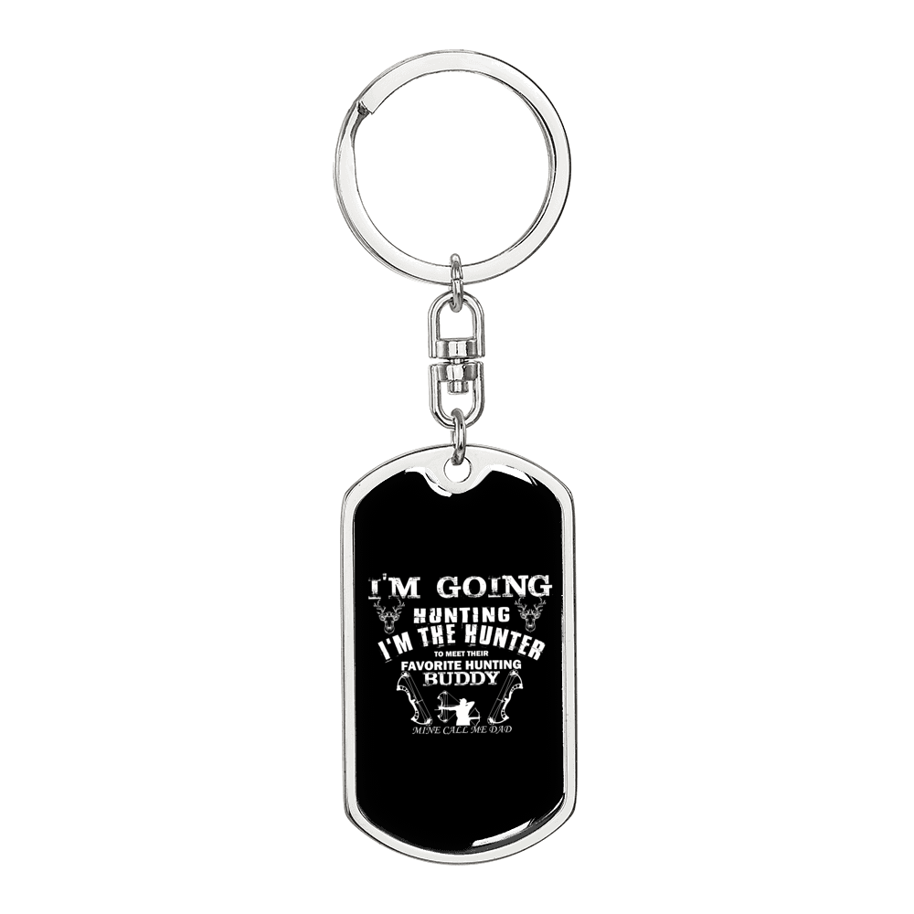 Hunting The Hunter Keychain Stainless Steel or 18k Gold Dog Tag Keyring-Express Your Love Gifts