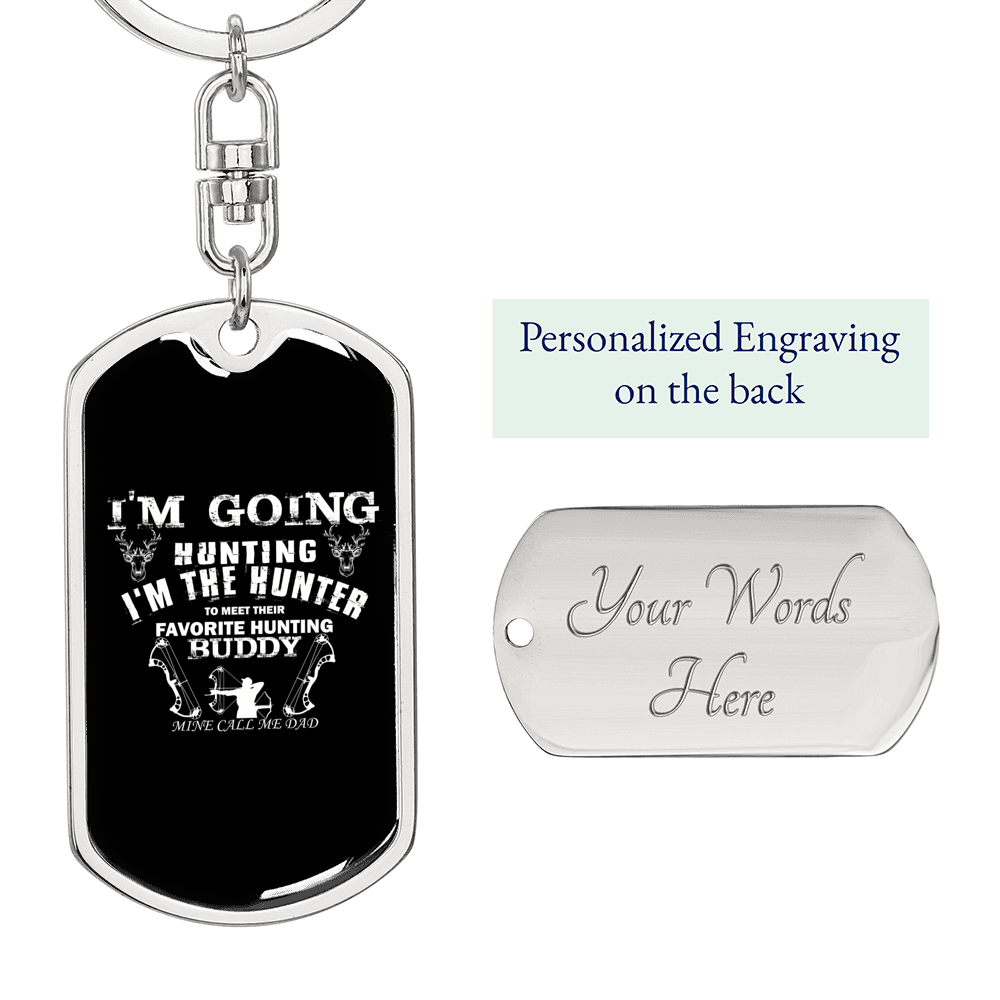 Hunting The Hunter Keychain Stainless Steel or 18k Gold Dog Tag Keyring-Express Your Love Gifts