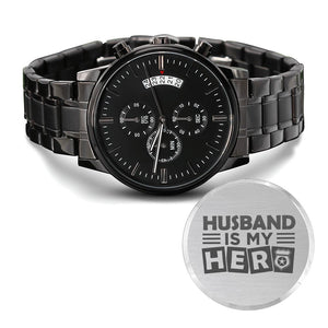 Husband My Hero Engraved Multifunction Policeman Men's Watch Stainless Steel W Copper Dial-Express Your Love Gifts