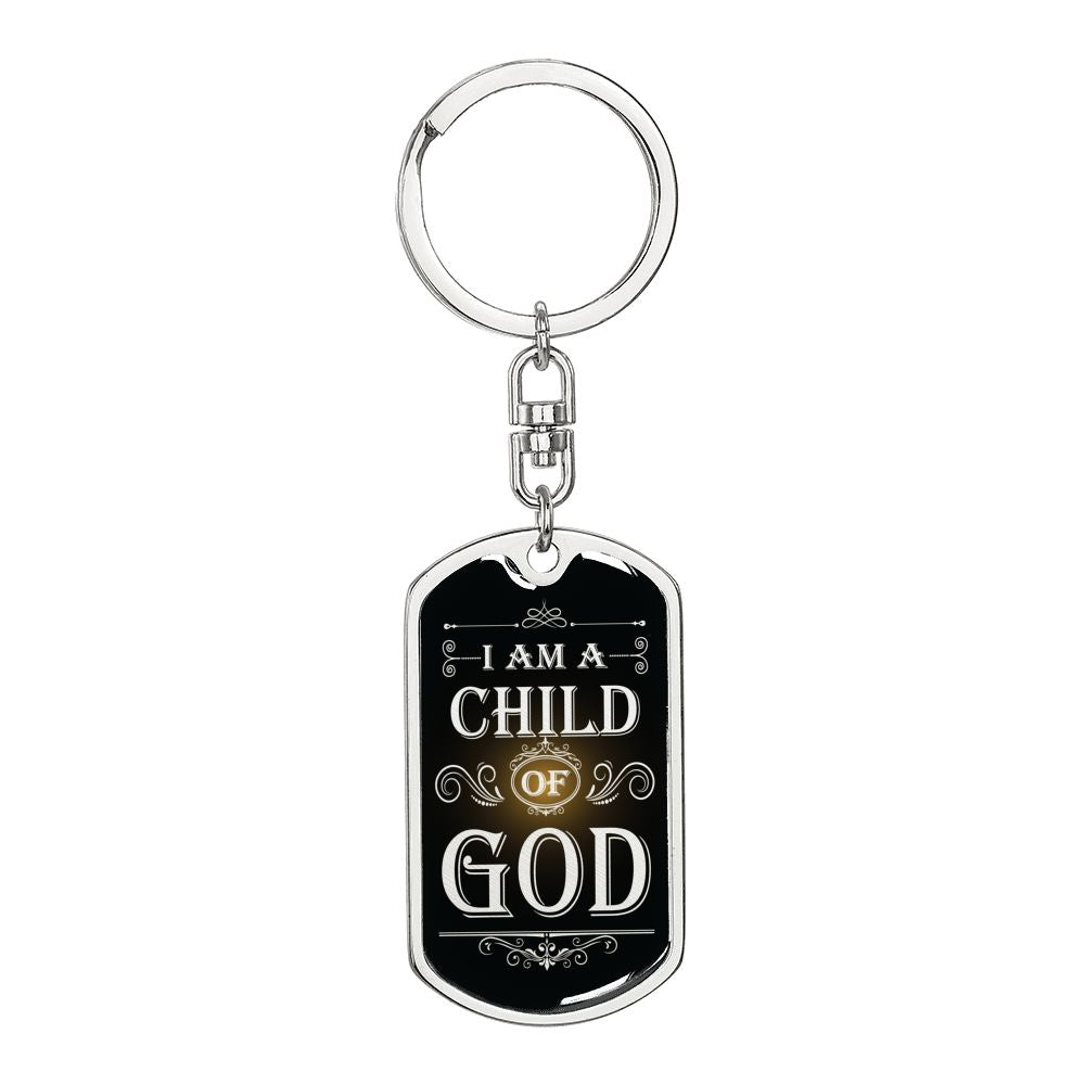I Am A Child Of God Keychain Dog Tag Stainless Steel or 18k Gold-Express Your Love Gifts