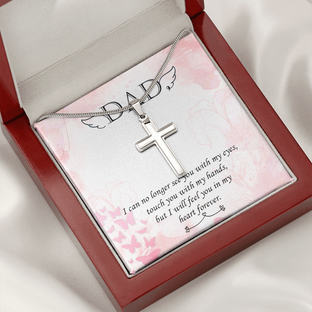 I Can No Longer Dad Memorial Gift Dad Memorial Cross Necklace Sympathy Gift Loss of Father Condolence Message Card-Express Your Love Gifts