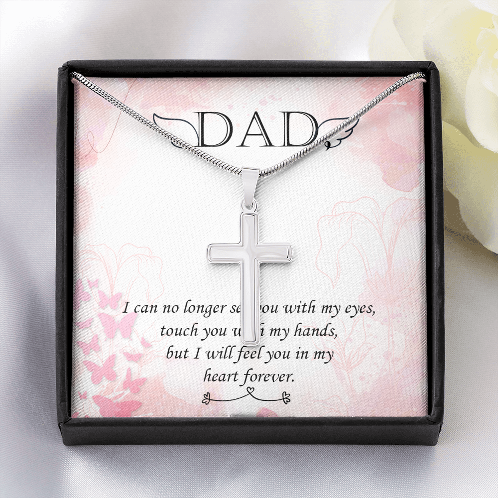 I Can No Longer Dad Memorial Gift Dad Memorial Cross Necklace Sympathy Gift Loss of Father Condolence Message Card-Express Your Love Gifts