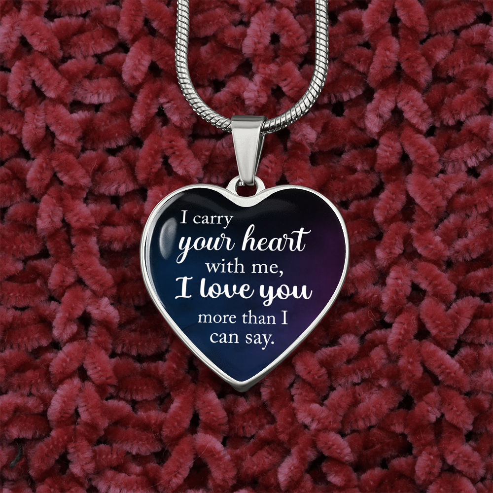 I Carry Your Heart Necklace Stainless Steel or 18k Gold Heart 18-22"-Express Your Love Gifts