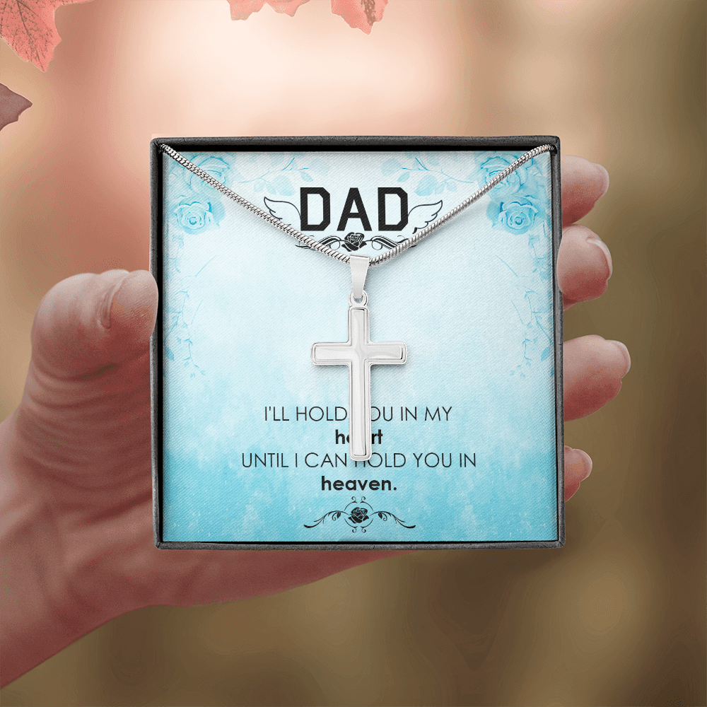 I'll Hold You Dad Memorial Gift Dad Memorial Cross Necklace Sympathy Gift Loss of Father Condolence Message Card-Express Your Love Gifts