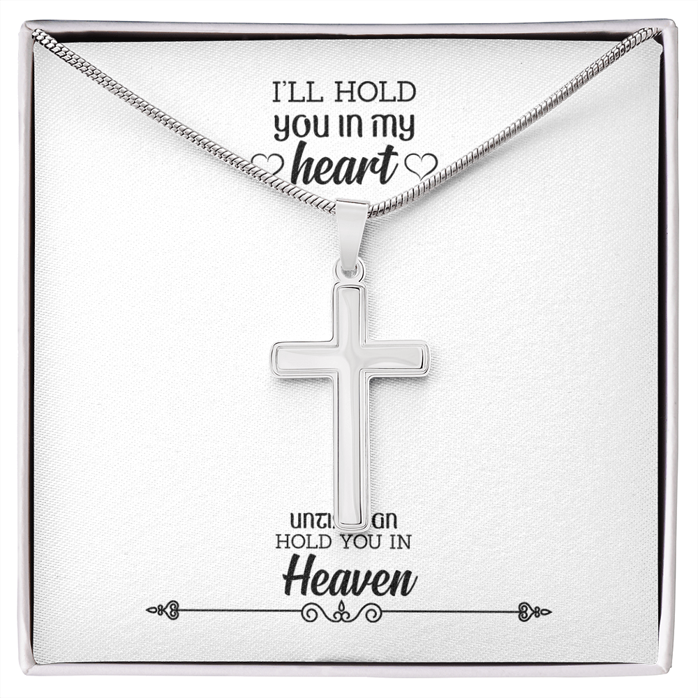 I&#39;ll Hold You in my Heart Dad Memorial Gift Dad Memorial Cross Necklace Sympathy Gift Loss of Father Condolence Message Card-Express Your Love Gifts