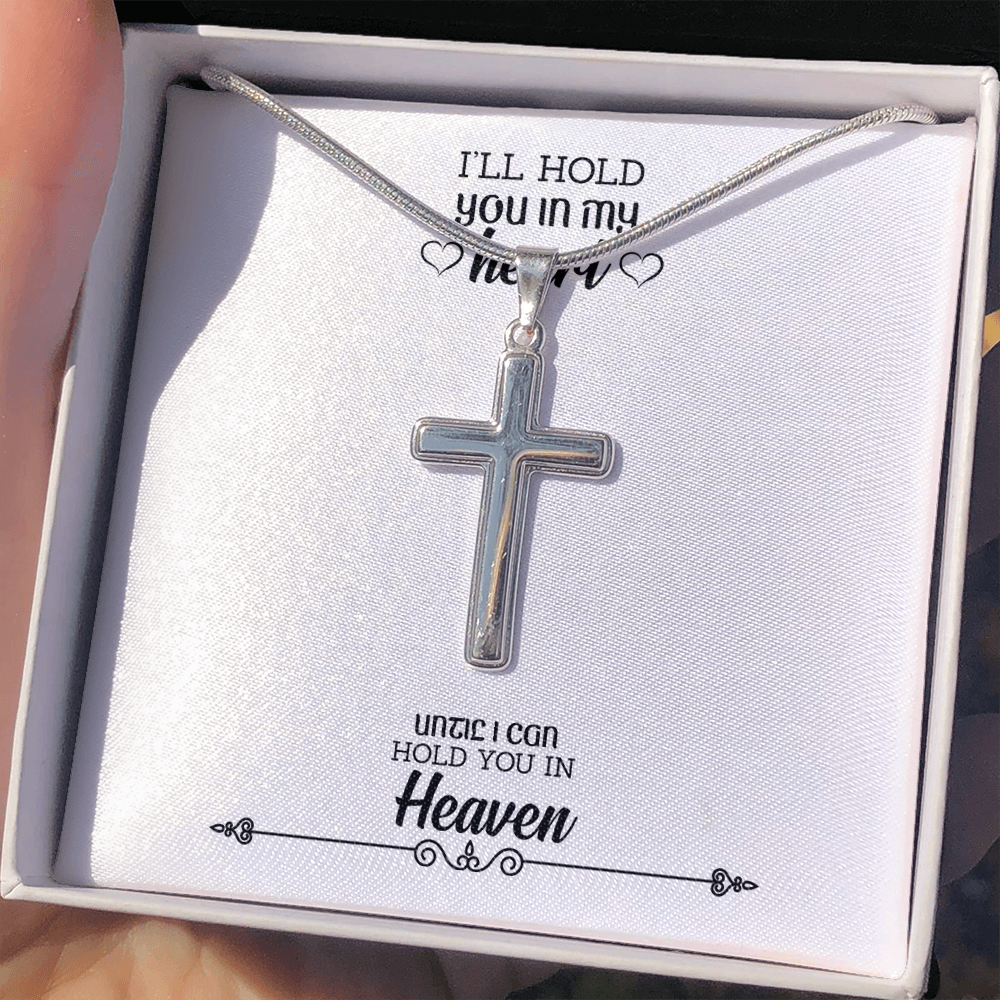 I'll Hold You in my Heart Dad Memorial Gift Dad Memorial Cross Necklace Sympathy Gift Loss of Father Condolence Message Card-Express Your Love Gifts