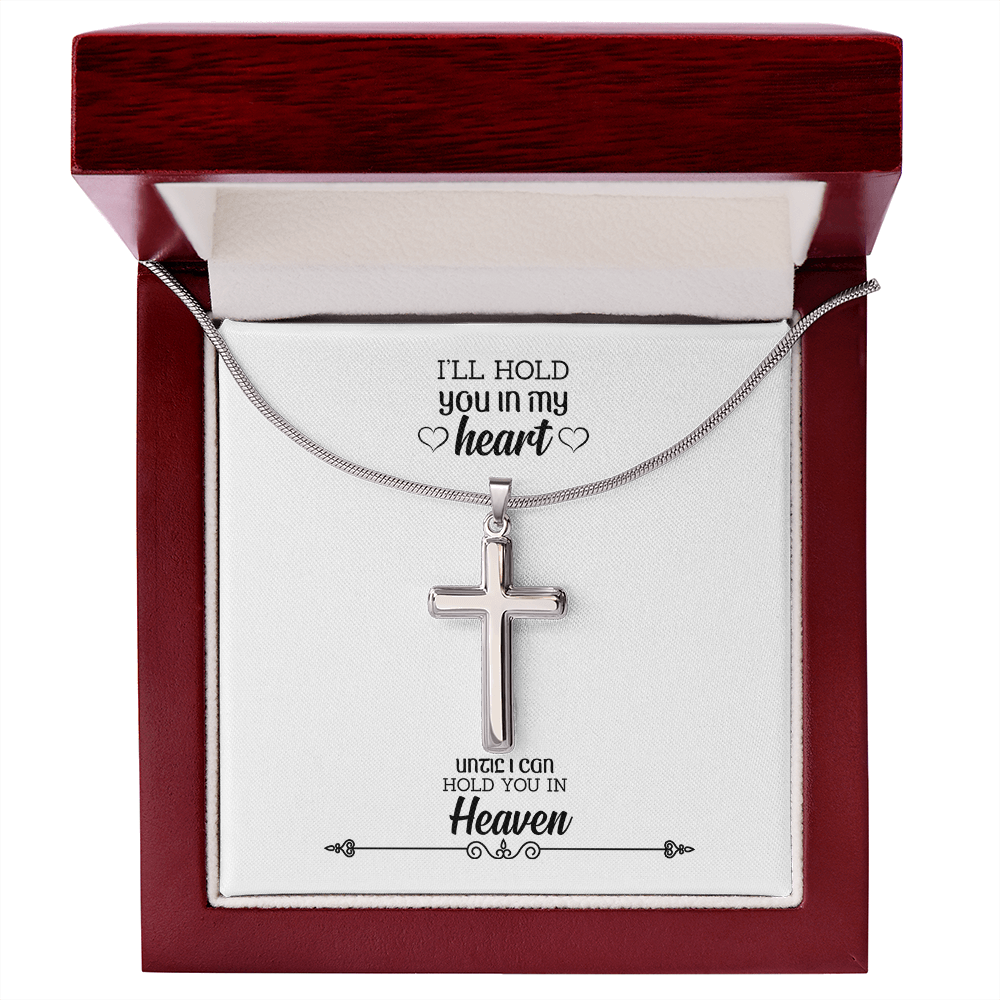 I'll Hold You in my Heart Dad Memorial Gift Dad Memorial Cross Necklace Sympathy Gift Loss of Father Condolence Message Card-Express Your Love Gifts