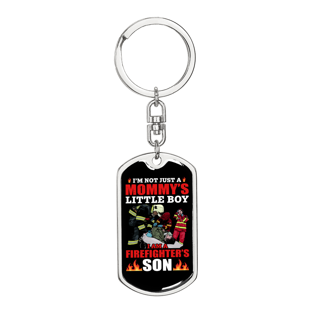 I'm A Firefighter'S Son Keychain Stainless Steel or 18k Gold Dog Tag Keyring-Express Your Love Gifts