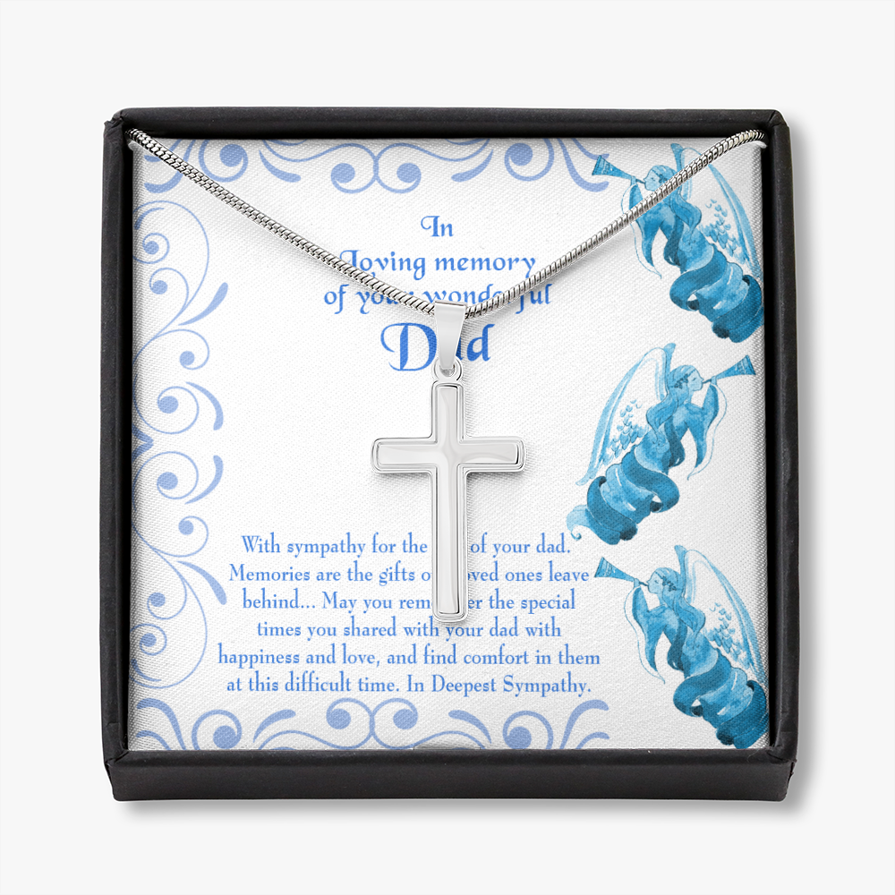In Deepest Sympathy Dad Memorial Gift Dad Memorial Cross Necklace Sympathy Gift Loss of Father Condolence Message Card-Express Your Love Gifts