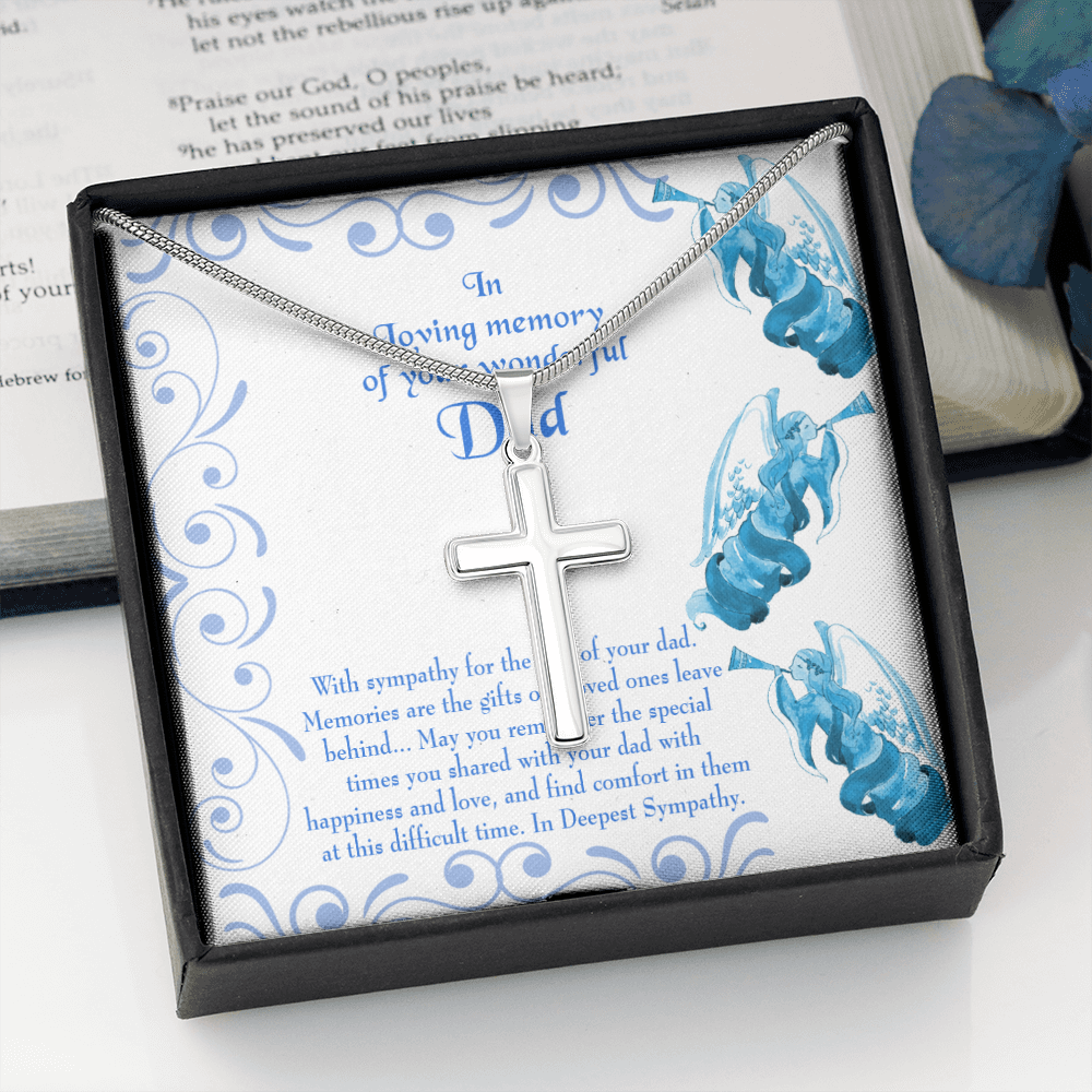 In Deepest Sympathy Dad Memorial Gift Dad Memorial Cross Necklace Sympathy Gift Loss of Father Condolence Message Card-Express Your Love Gifts